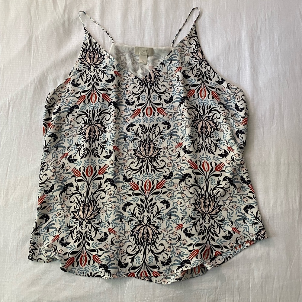 Loft Outlet sleeveless lined tank with floral pattern, like new